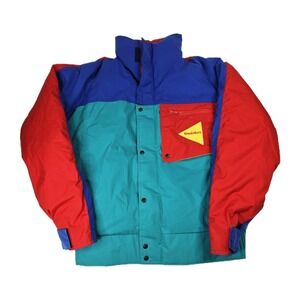 PowderHorn Men's Vintage Ski Jacket 90's Color Block, Goose Down Men's Sz Medium